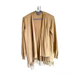 Beige Tribal Bohemian Fringe Cardigan